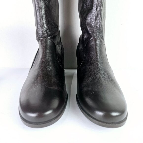 Prevata Tall Brown Nappa Leather Block Heel Pull-on Boot, Italy, $485 MSRP, Sz 9 - Picture 3 of 12